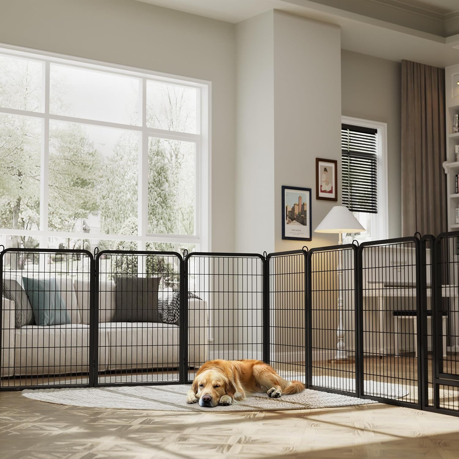 Yaheetech Dog Playpen 24in 16 Panels Pet Fence for Indoor Yard RV Camping | Easy Setup, Heavy Duty Rustproof Frame with Secure Latch Door, DIY Layouts,Foldable Storage, for Puppies & Small Dogs