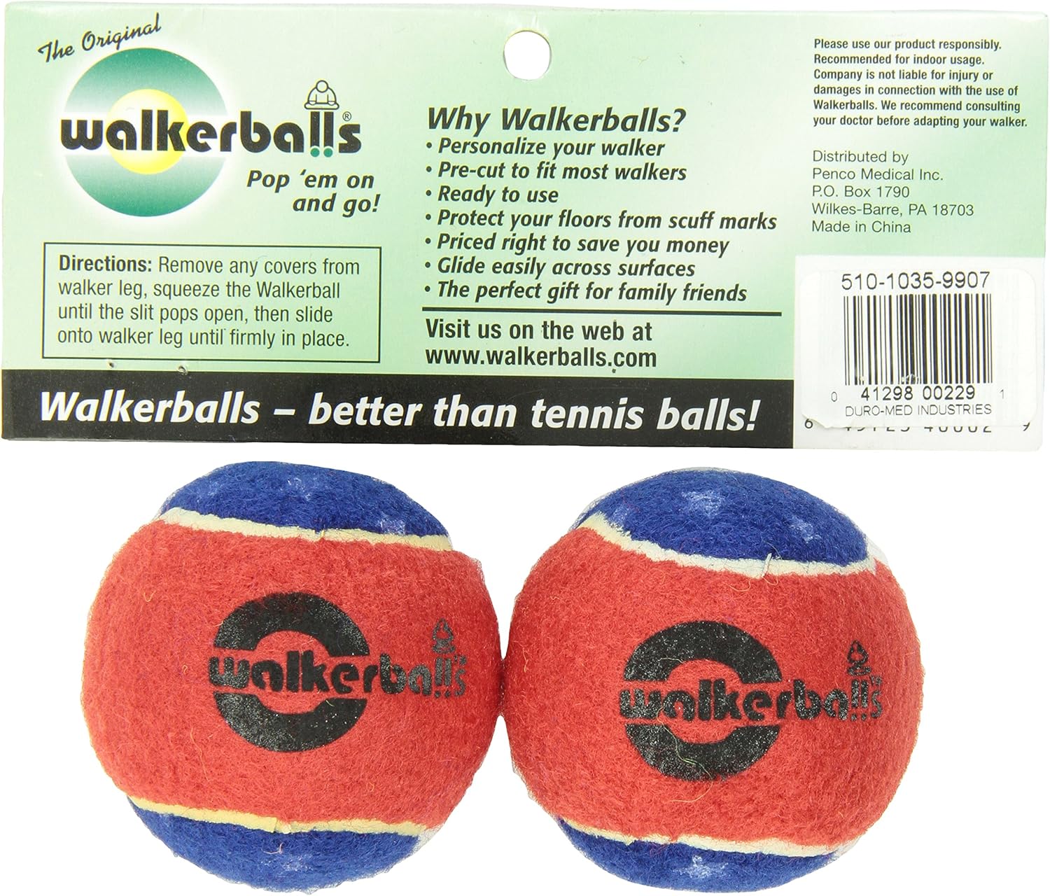 DMI Walkerballs Precut Walker Tennis Ball Glides, Fit Most Walkers, 1 Pair