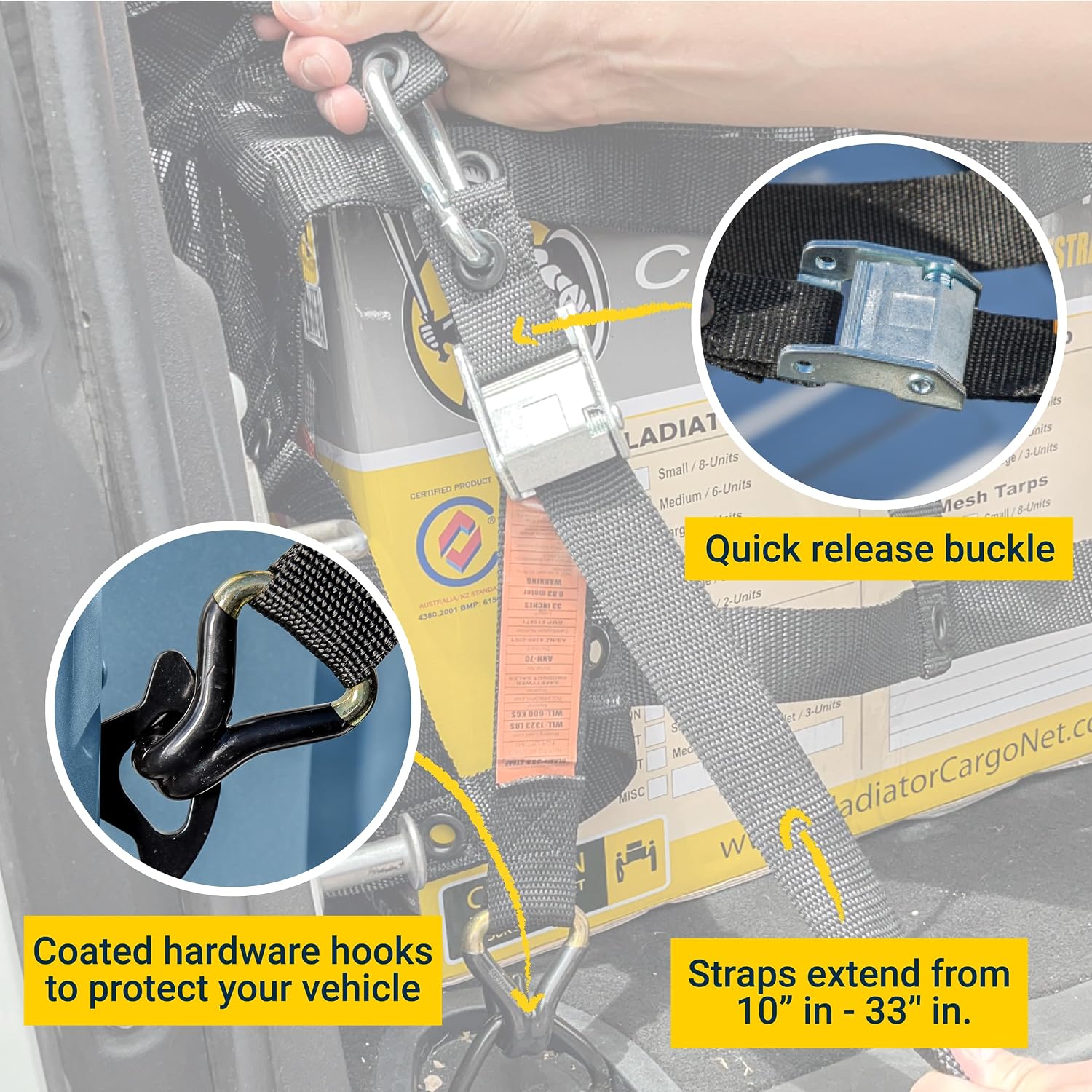 Heavy Duty Cargo Net - Truck Organizer-Interior-Roof Rack-Jeep-SUV- Baja-Camping -(GBN-100) 4' x 4'