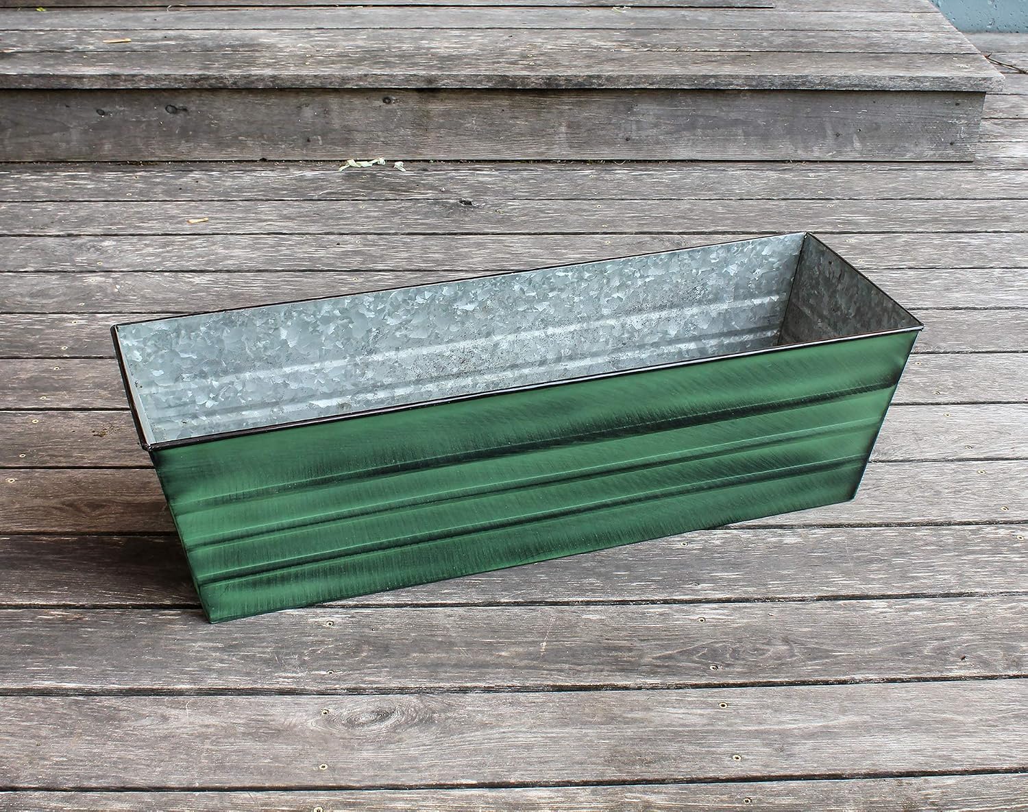 Achla Designs Galvanized Window Flower Box Planter-Green-Medium (24" L x 9.5" W x 7.5" H)