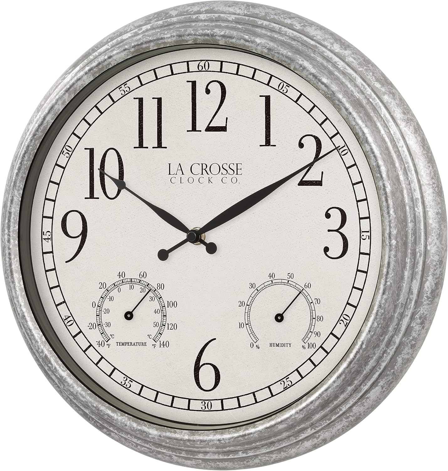 La Crosse Clock 433-3236 14-inch Silas Indoor/Outdoor Galvanized Analog Quartz Wall Clock