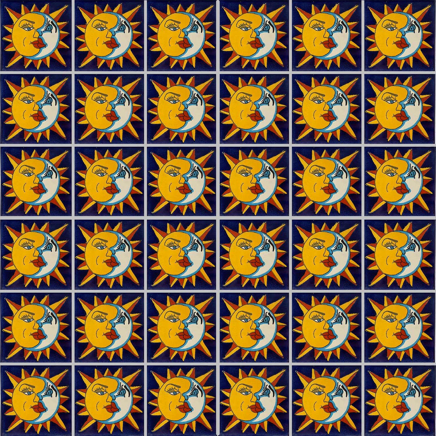 4.2x4.2 9 pcs Sun and Moon Talavera Mexican Tile