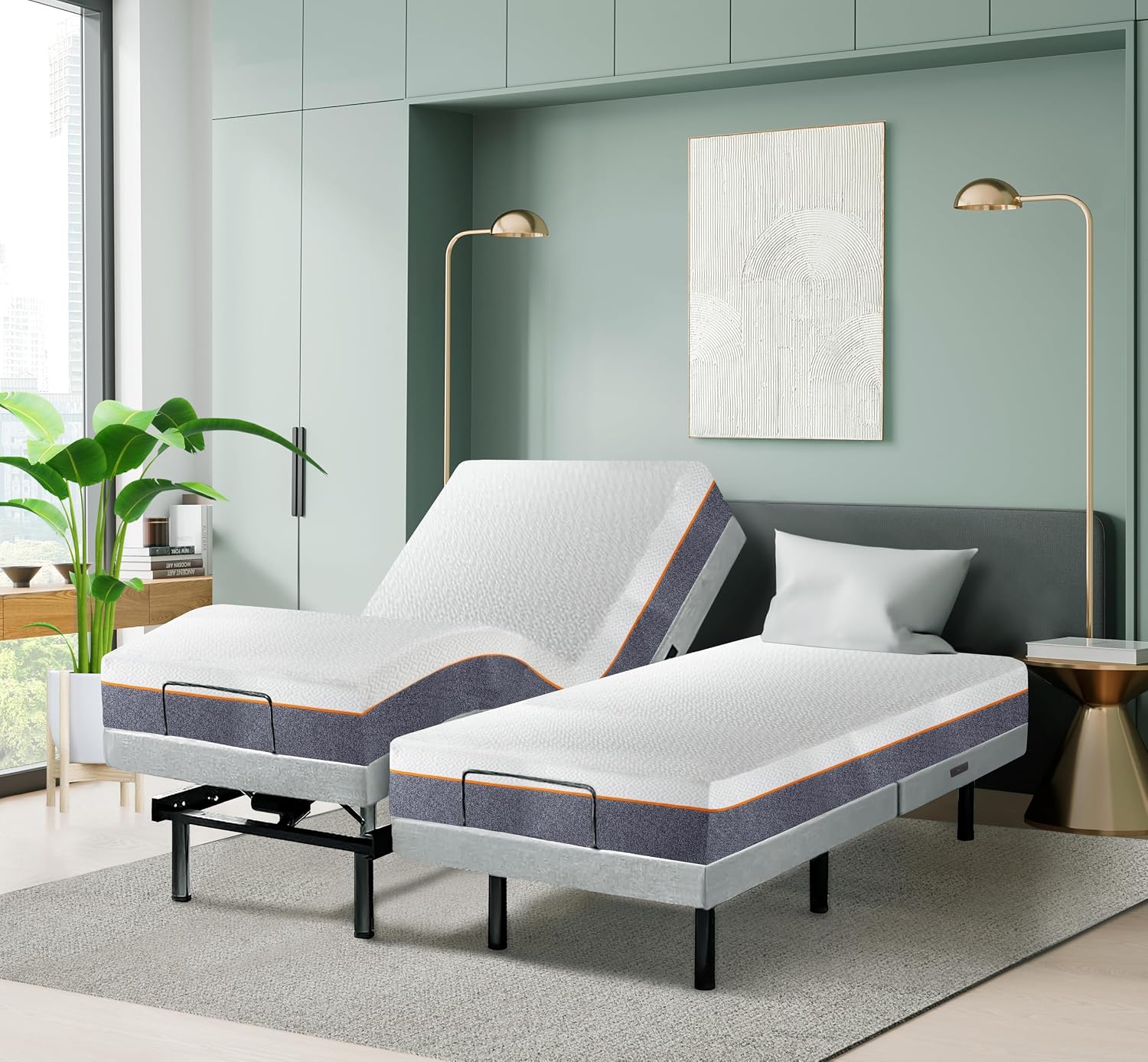 Irvine Home Collection Twin XL Adjustable Bed Base | Dual Massage | USB Ports | Zero Gravity | Anti-Snore | Memory Positions | Under Bed Lighting