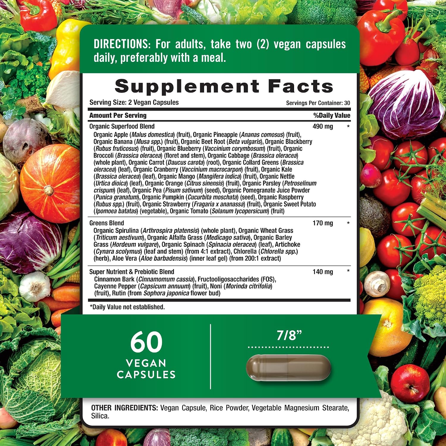 Nature's Truth Super Fruits and Veggies | 60 Vegan Capsules