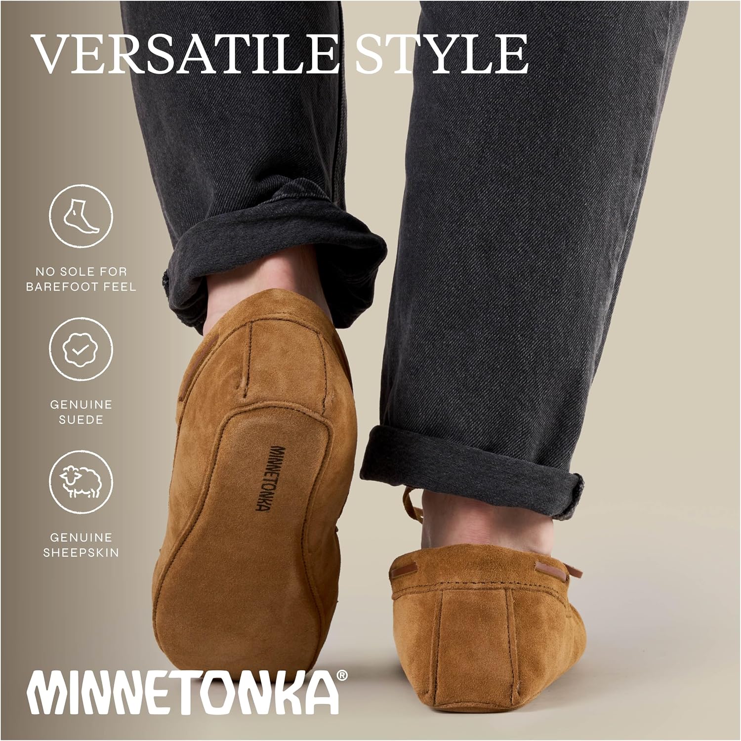 Minnetonka Men's Sheepskin Softsole Moccasin Slipper