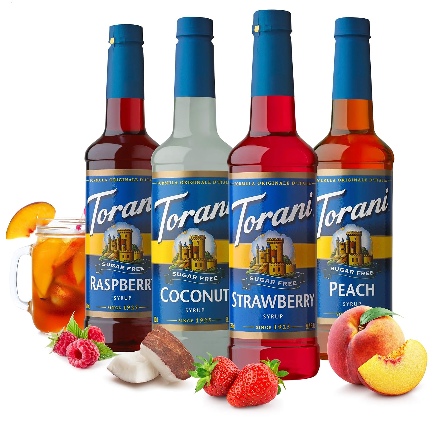 Torani Sugar Free Drink Syrup Soda Flavors Variety Pack, 25.4 fl oz, 4 Pack
