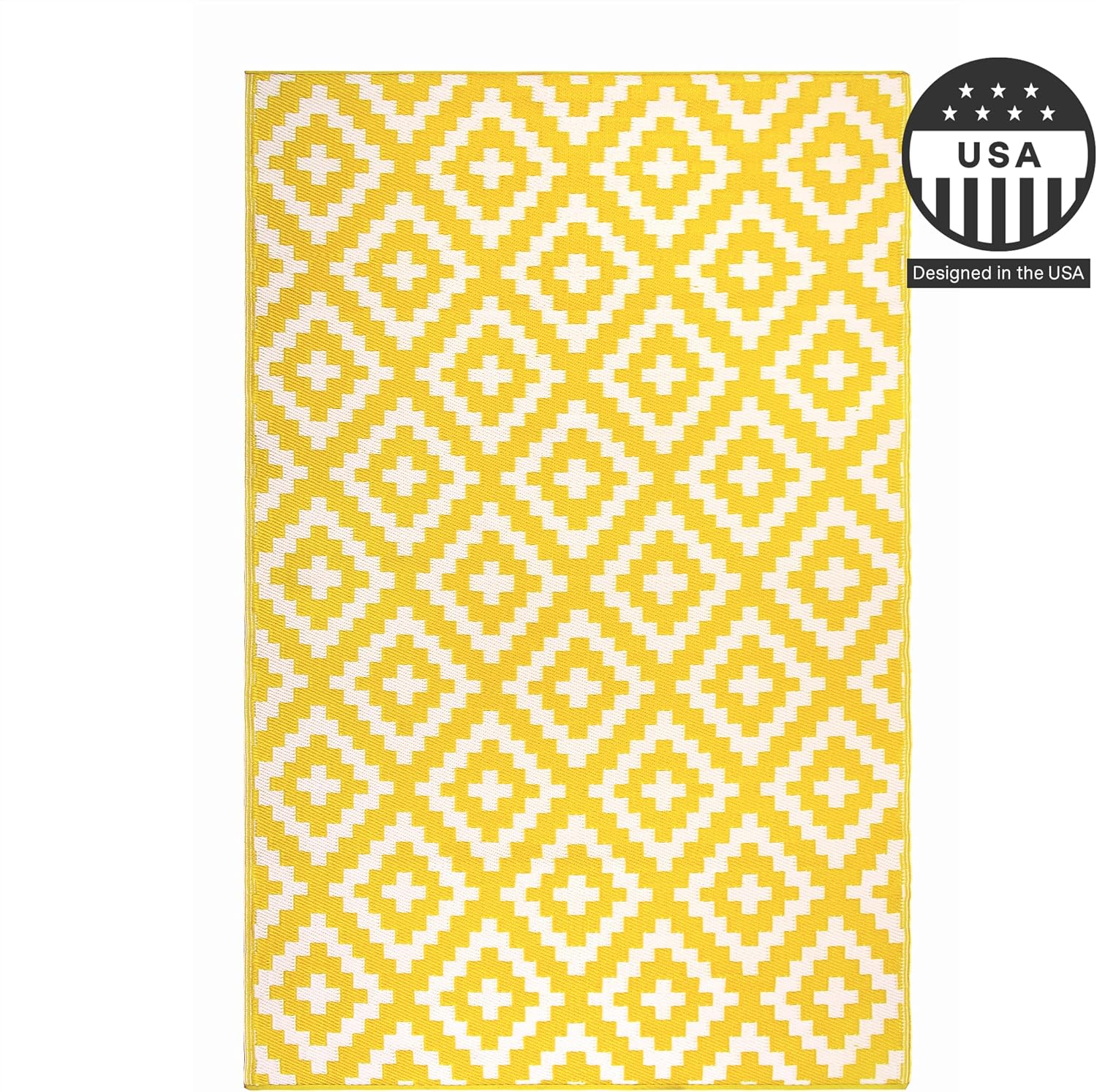 FH Home Outdoor Camping Rug - Waterproof, Fade Resistant, Reversible - Premium Recycled Plastic - Striped - Large Patio, Deck, Sunroom