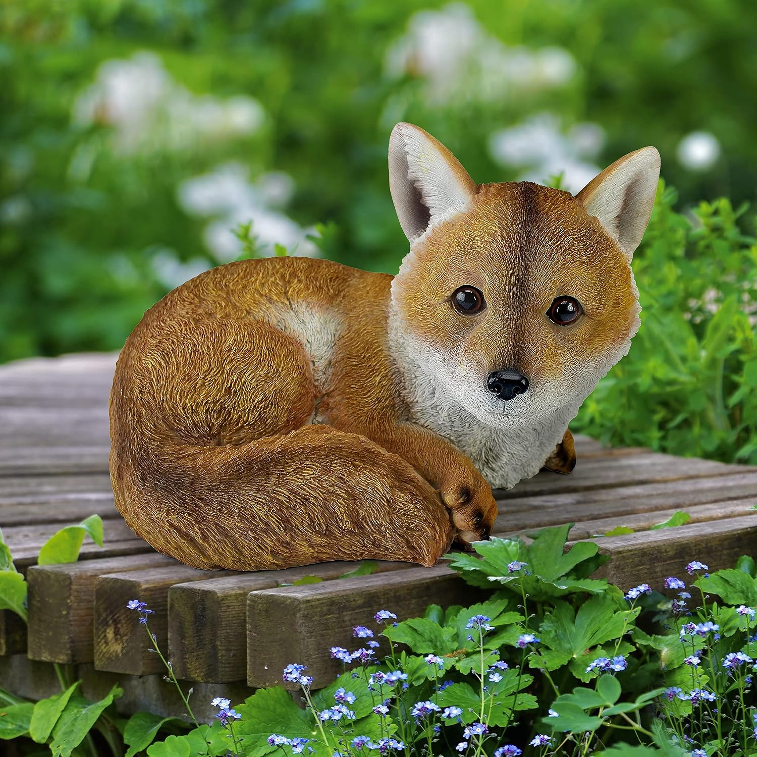 Design Toscano Simon The Woodland Fox Indoor/Outdoor Garden Statue for Patio, Pool or Lawn, 18 Inch Tall, Cast Stone Resin, Red Orange Paint