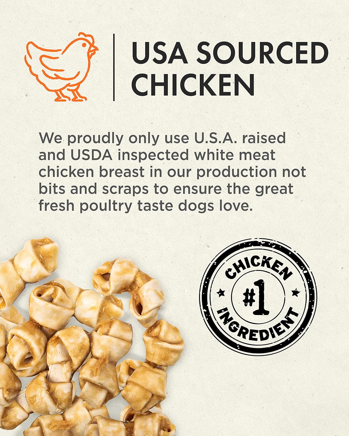 Canine Naturals Rawhide Free Chicken Recipe Dog Chews, Mini Knots, 12 Count