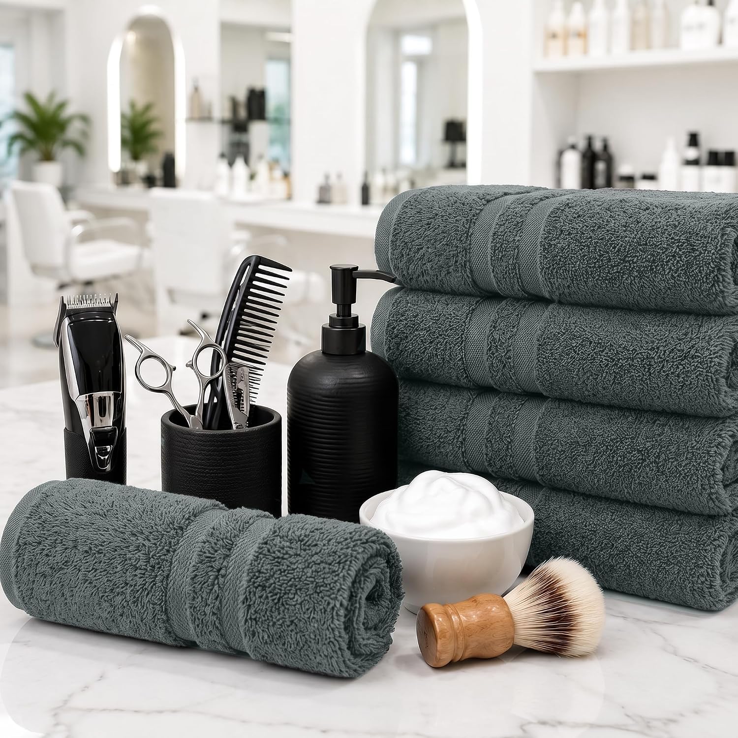 DAN RIVER 100% Cotton Salon Towels Set – 16x26 inches, Pack of 24, Highly Absorbent and Quick-Dry Towels for Hand, Salon, Spa, Beauty