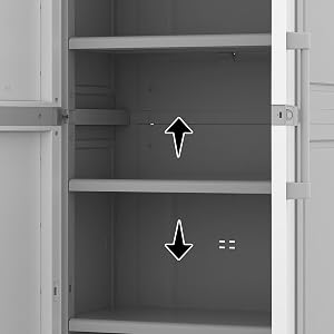 Keter Space Winner tall utility cabinet has Adjustable shelves