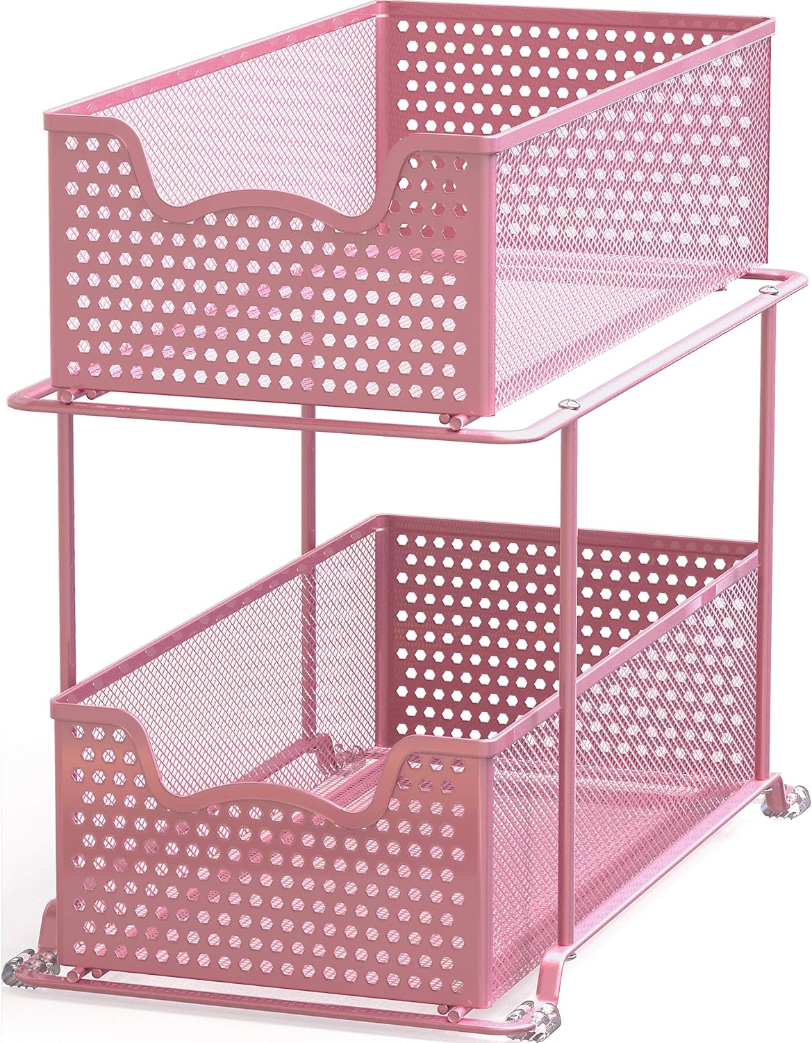 Simple Houseware 2 Tier Sliding Cabinet Basket Organizer Drawer, White