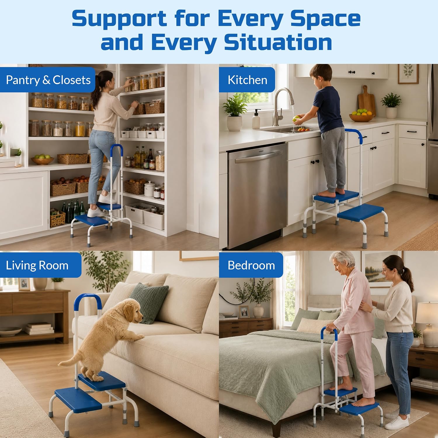 Step Stool with Handle for Elderly, Bed Step Stools for Seniors WithHandles