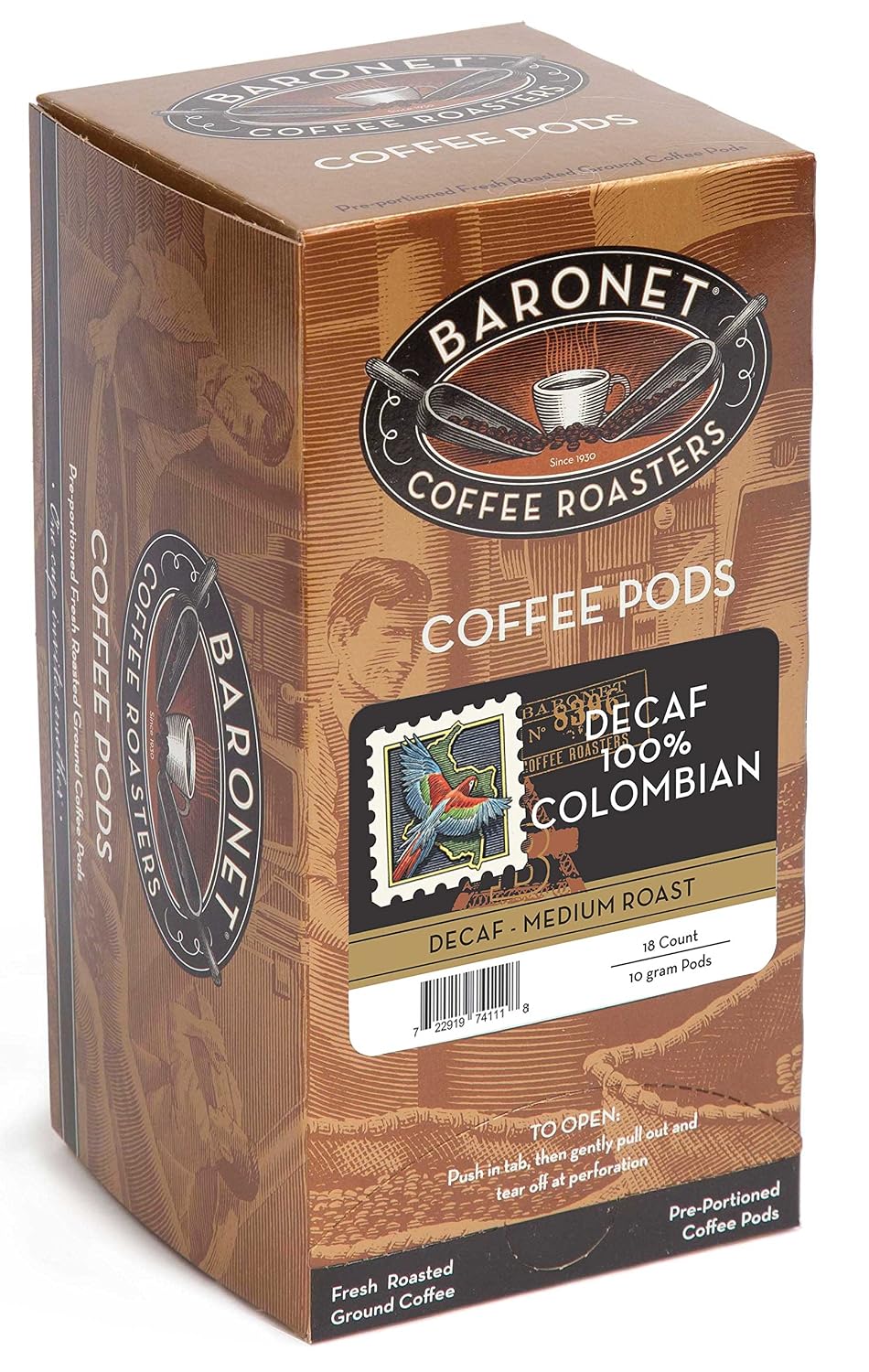 Baronet Coffee 10 Gram Coffee Pods, Breakfast Blend, 54 Pods | Light Roast, 100% Arabica Coffee, Regular Strength, 3 Boxes of 18 Individually Wrapped Single Serve Pods