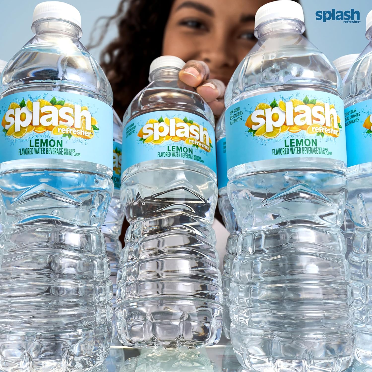 SPLASH REFRESHER Flavored Water Bottles, Lemon - 6 Pack | Refreshing Flavored Bottled Water with Electrolytes - Zero Sugar & Zero Calories - 16.9 Fl Oz