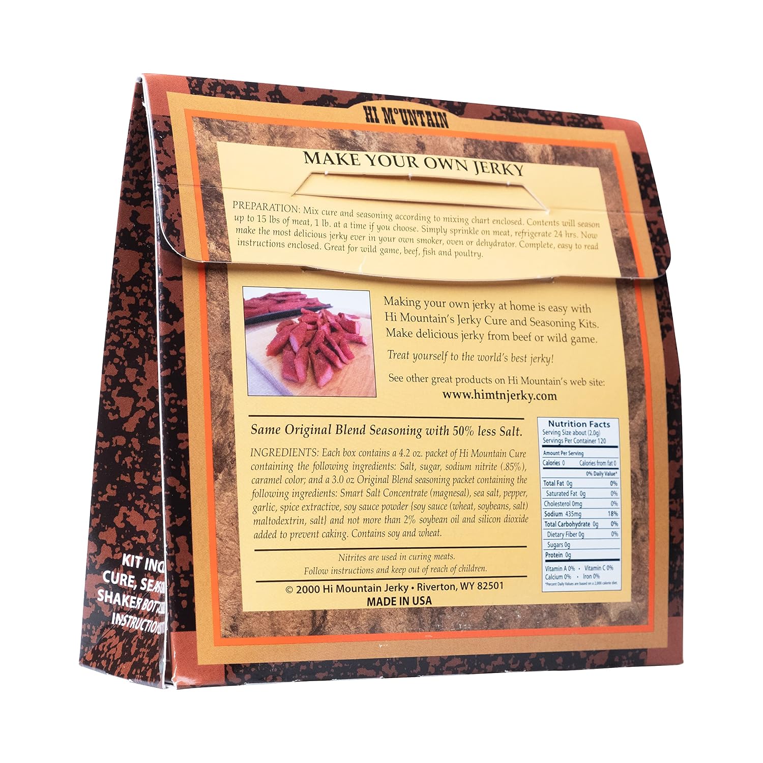 Hi Mountain HUNTERS BLEND Jerky Seasoning and Cure Kit | Low Sodium | Savory hunter-style flavor, perfect beef jerky seasoning for deer, elk, & venison. Smoker, dehydrator, or oven. Makes 15 lbs