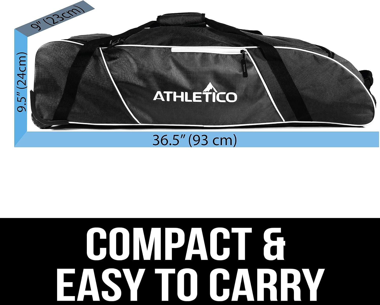 Athletico Rolling Baseball Bag Black
