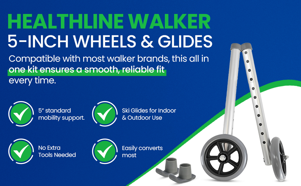 HEALTHLINE Walker 5 Inch Wheels and Glides