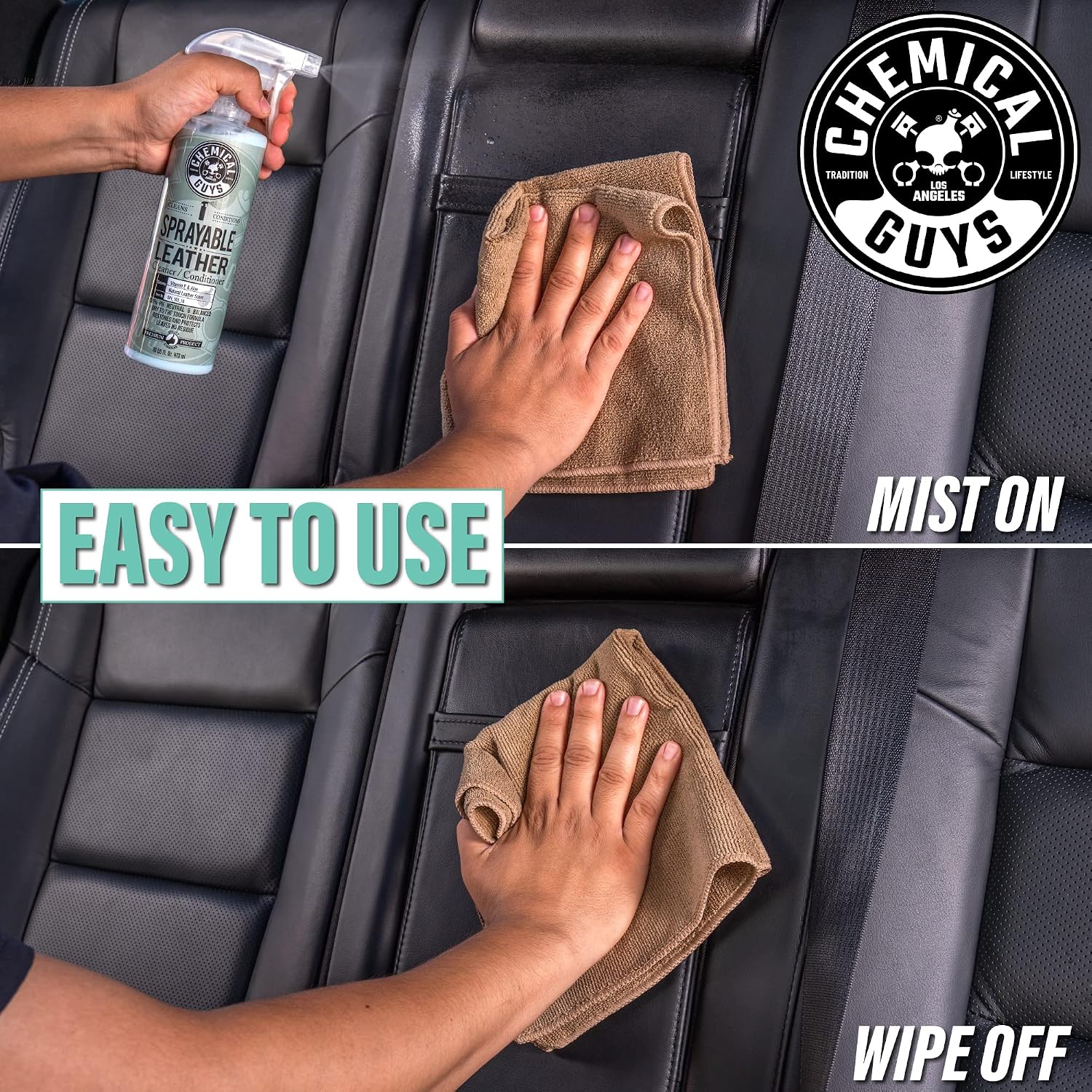Chemical Guys, Sprayable Leather Cleaner & Conditioner in One Spray, 16 oz | One-step spray cleans and nourishes leather, vinyl and faux on seats, furniture and apparel, dirt lifts away