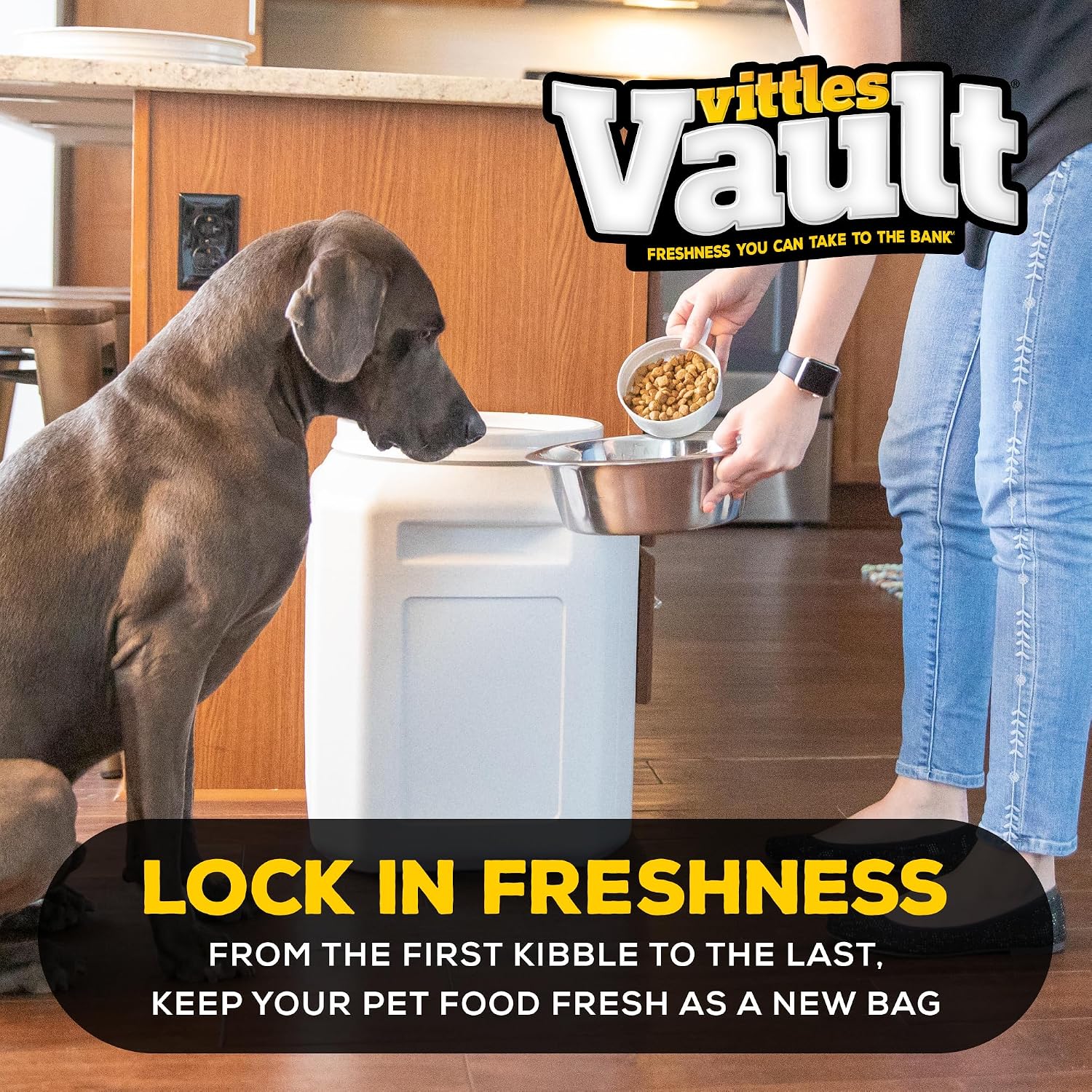 Gamma2 Vittles Vault Pet Food Storage Containers - Sealed Dog and Cat Food Storage Container, Fits up to 25lbs, Made in the USA - [12"L x 13.75"H] | Made in USA, 12 inch long by 13.75 inch tall, airtight lid keeps kibble fresh and pests out, a durable pa…
