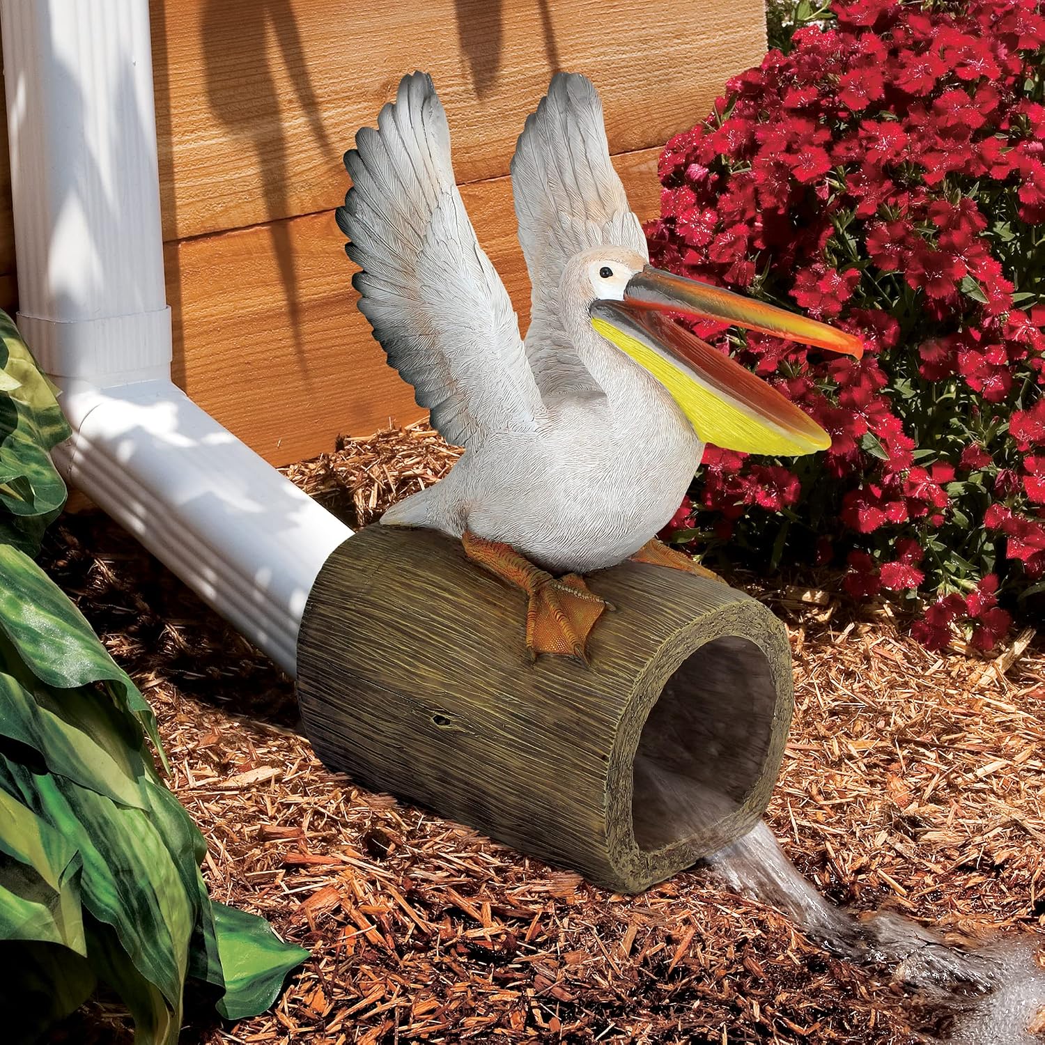 Design Toscano Coastal Decor Ocean's Perch Pelicans Garden Bird Statue, 9 Inch Wide, 24 Inch Tall, Cast Stone Resin, Full Color Finish