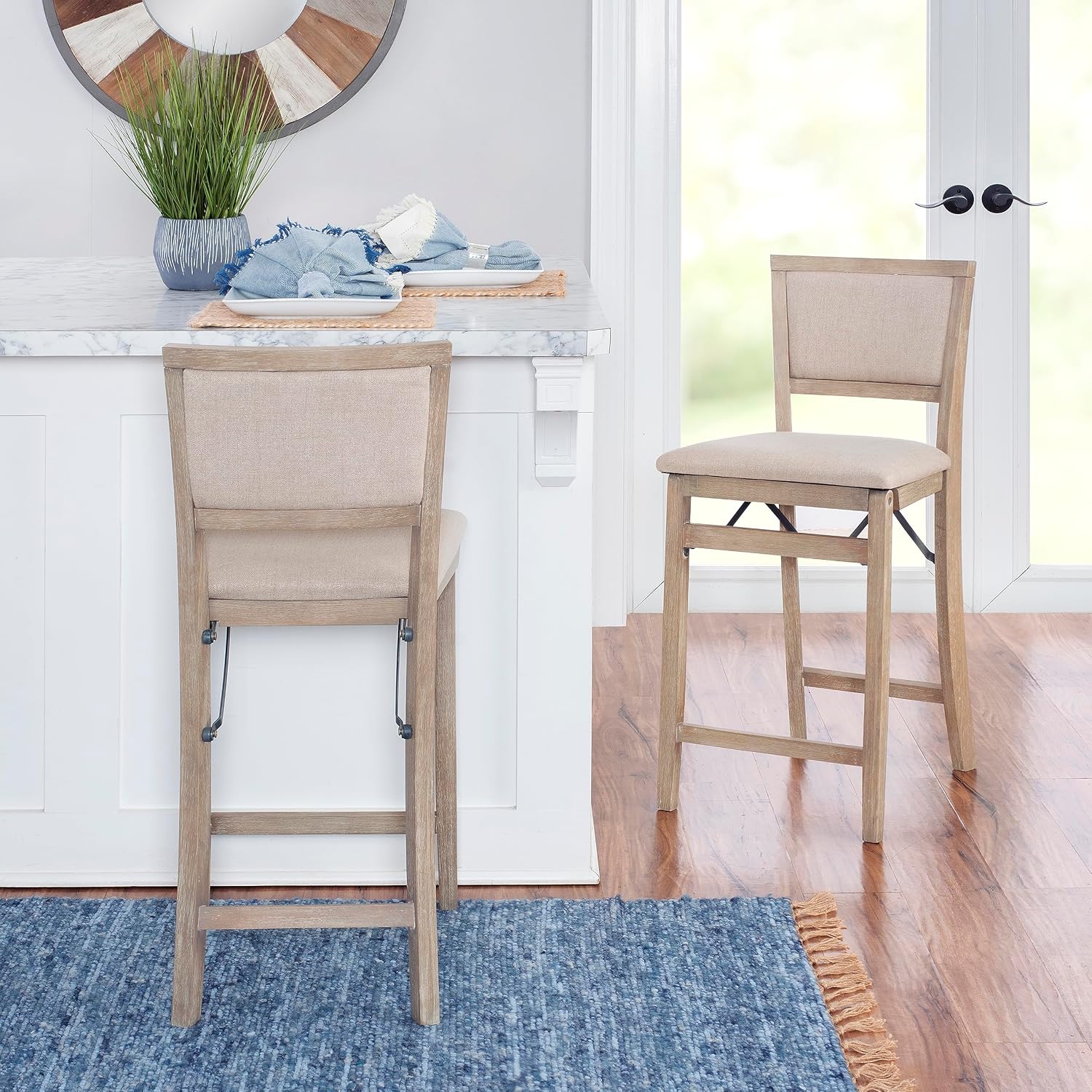 Linon Keira Pad Back Folding Bar Stool