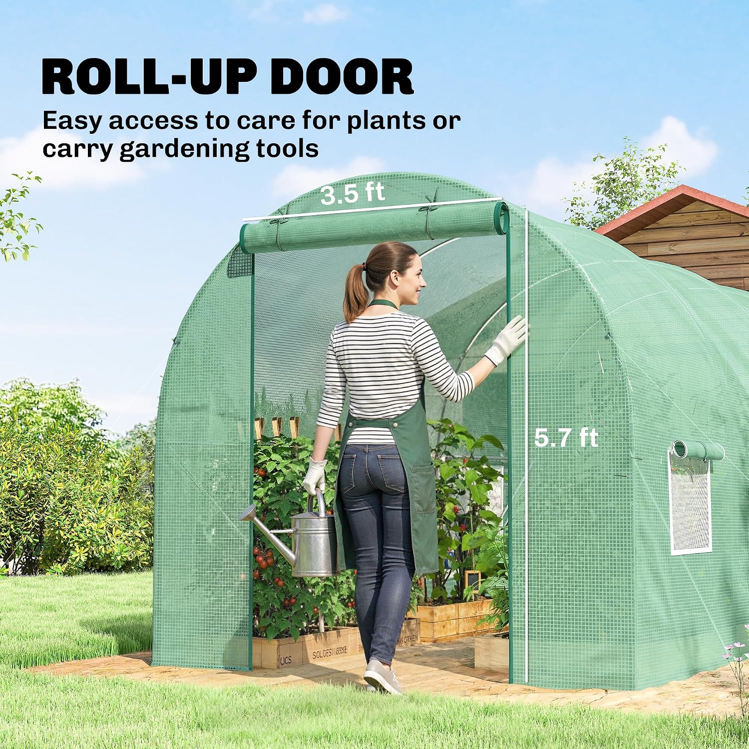Outsunny 15' x 7' x 7' Walk-in Tunnel Greenhouse Large Steel Frame White