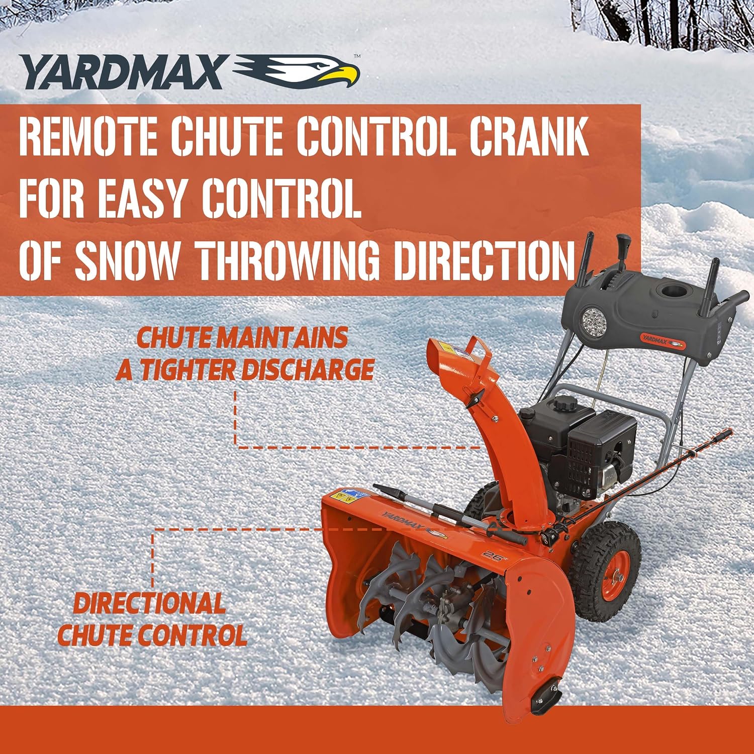 YARDMAX YB6770 26 in. 212 cc Two-Stage Self-propelled Gas Snow Blower with Push-Button Electric Start and Headlight