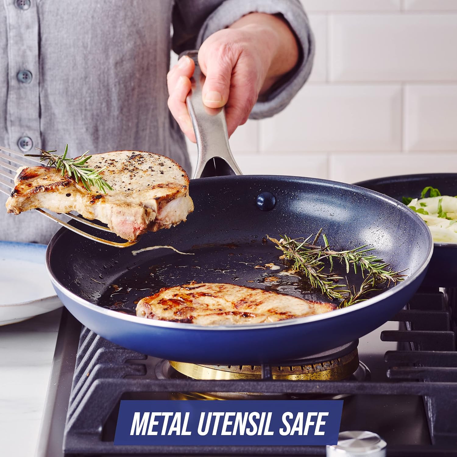 Blue Diamond Cookware Diamond Infused Ceramic Nonstick 8" Frying Pan Skillet, Induction, PFAS-Free, Dishwasher Safe, Oven Safe, Blue