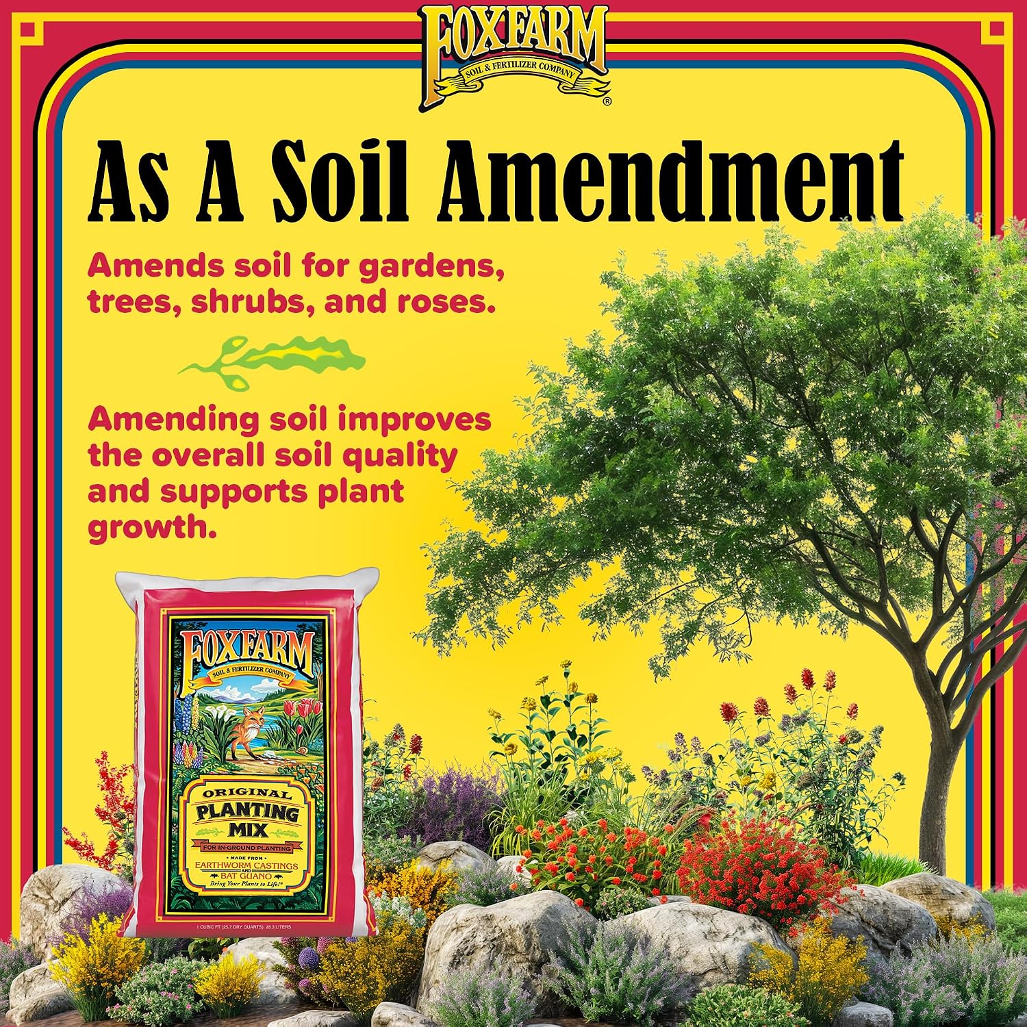 FoxFarm Original Planting Mix, 1cu ft - for In-Ground Planting, All Gardening Applications