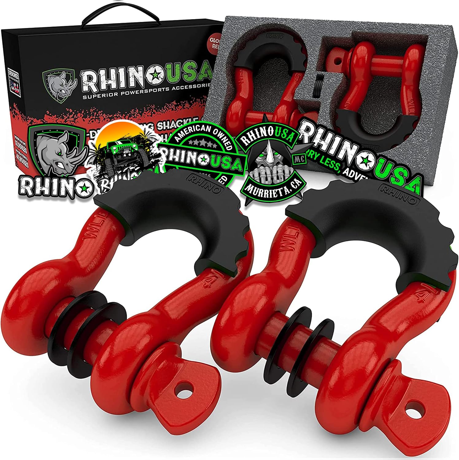 Rhino USA D Ring Shackles (2-Pack) - 41,850lb Break Strength