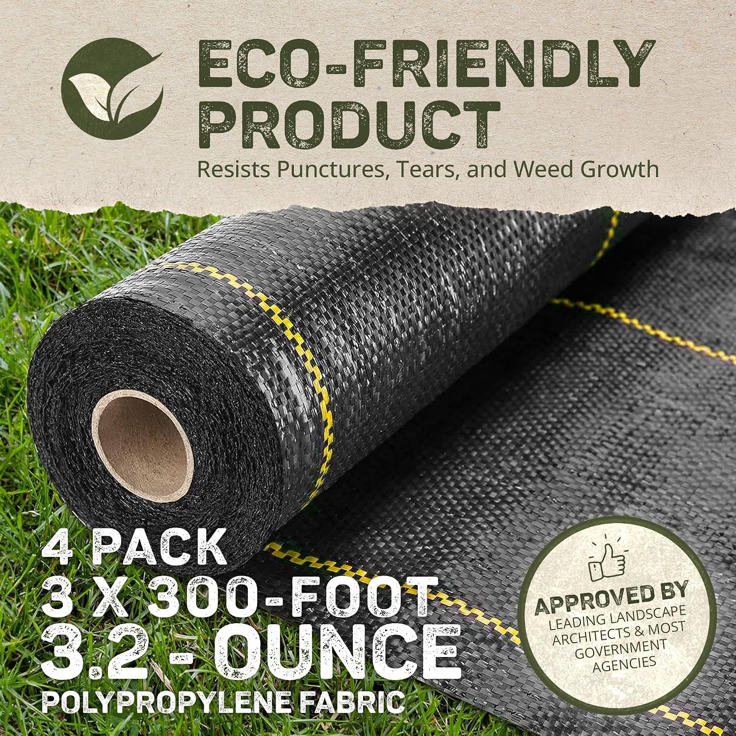 Dewitt Sunbelt Weed Barrier Fabric, 3.2 oz, 3 x 300 Feet – Heavy-Duty Ground Cover Mat for Greenhouse Floors, Garden Rows, Raised Beds, Grass and Yard Gardening, and Outdoor Landscape Protection | Ground Cover Mat for Greenhouse Floors, Garden Rows, Rais…