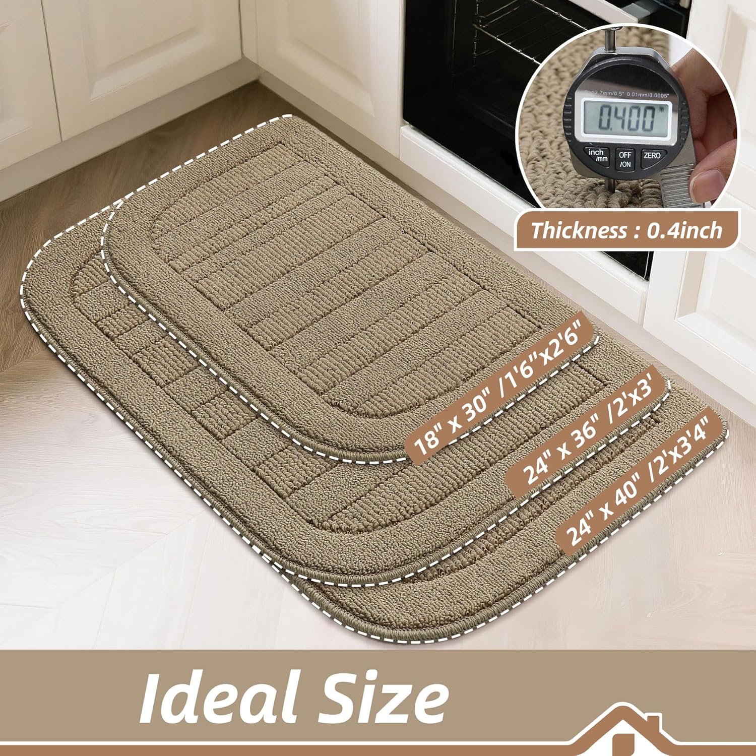 BEQHAUSE 30x18 Inch Kitchen Rugs Non Slip Washable Kitchen Sink Rug, Green