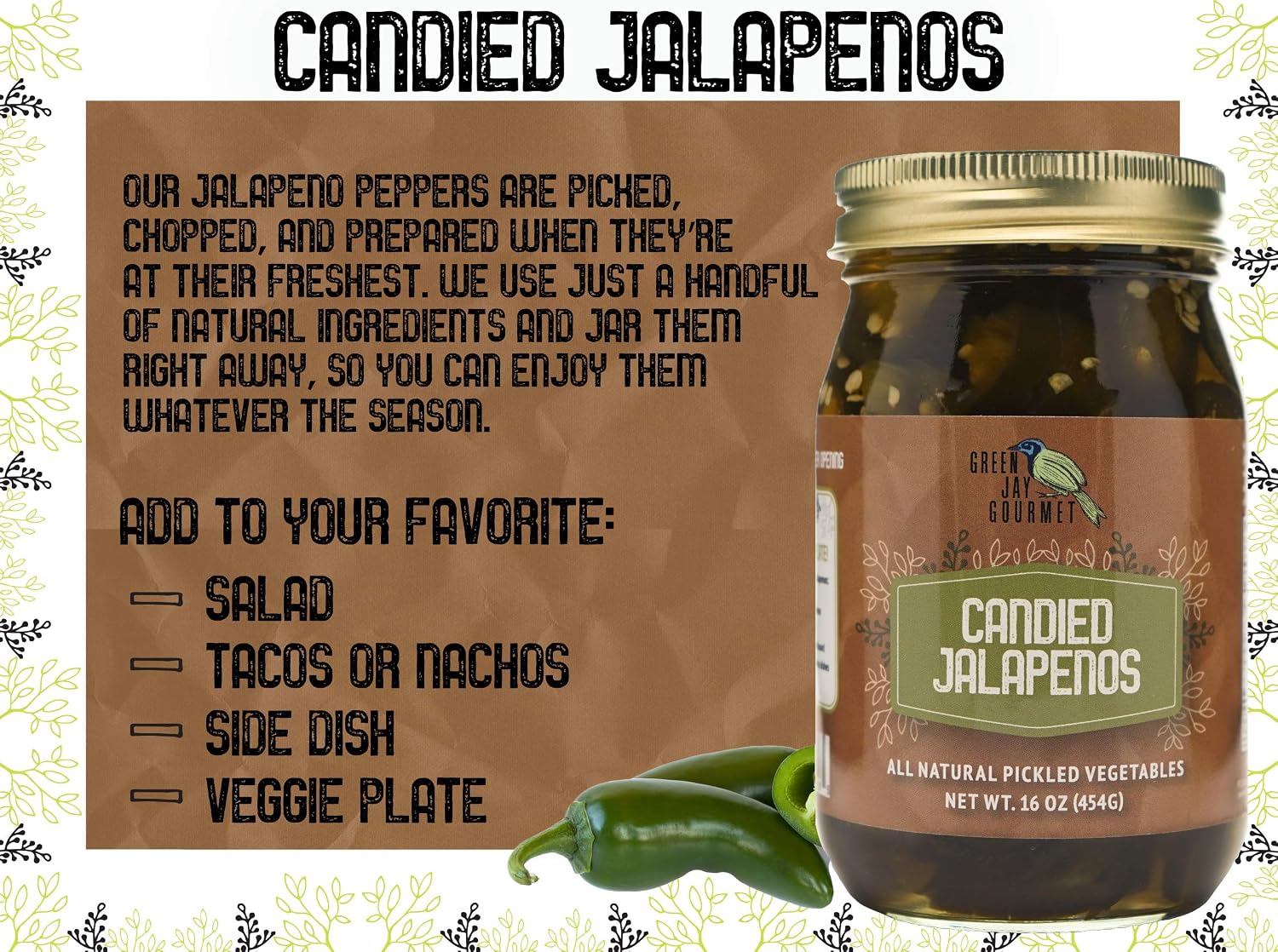 Green Jay Gourmet Marinated Mushrooms in a Jar - Fresh Hand Jarred Vegetables for Cooking & Pantry – Home Grown Pre-Prepared Pickled Marinated