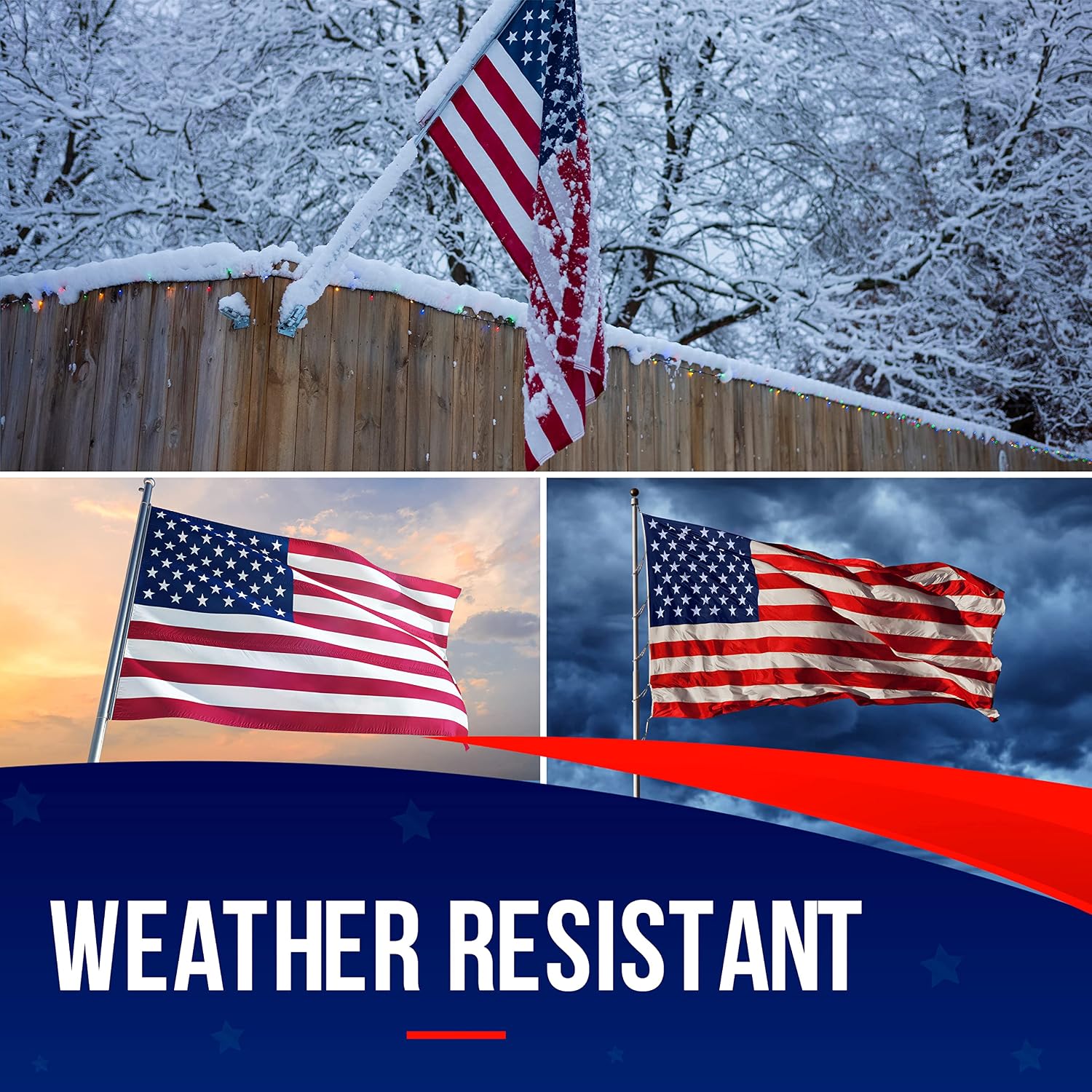 American Flag Made in USA | American Flags for Outside 3X5 | Premium US Flag 3X5 Heavy Duty Outdoor with Embroidered Stars and Sewn Stripes.