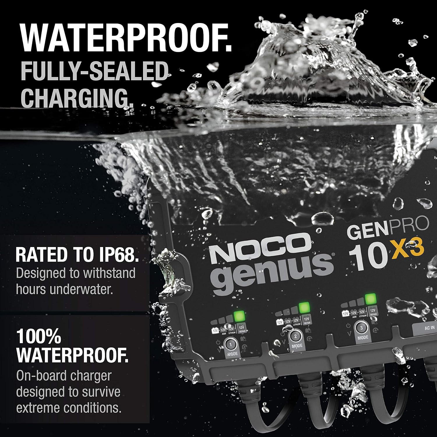 NOCO GENPRO10X3 12V 30A 3-Bank OnBoard Marine Battery Charger & Maintainer