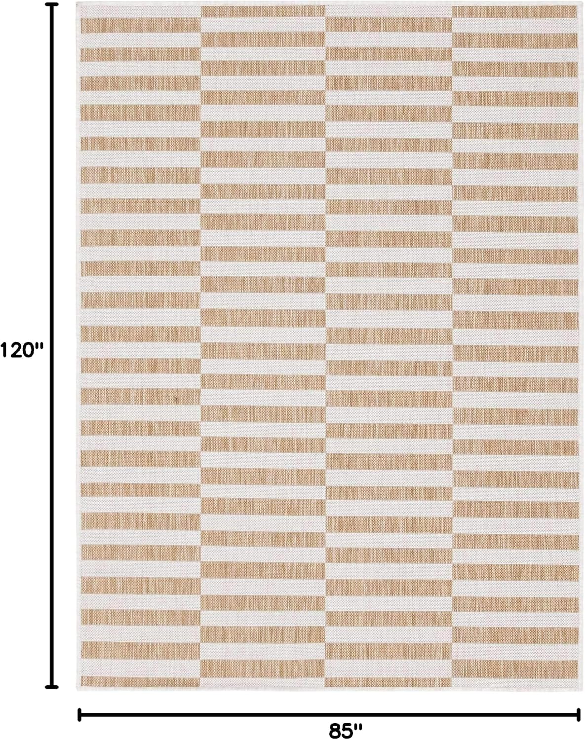 Unique Loom Outdoor Striped Collection Area Rug - Striped (7' 1" x 10' Rectangle, Taupe/Ivory)