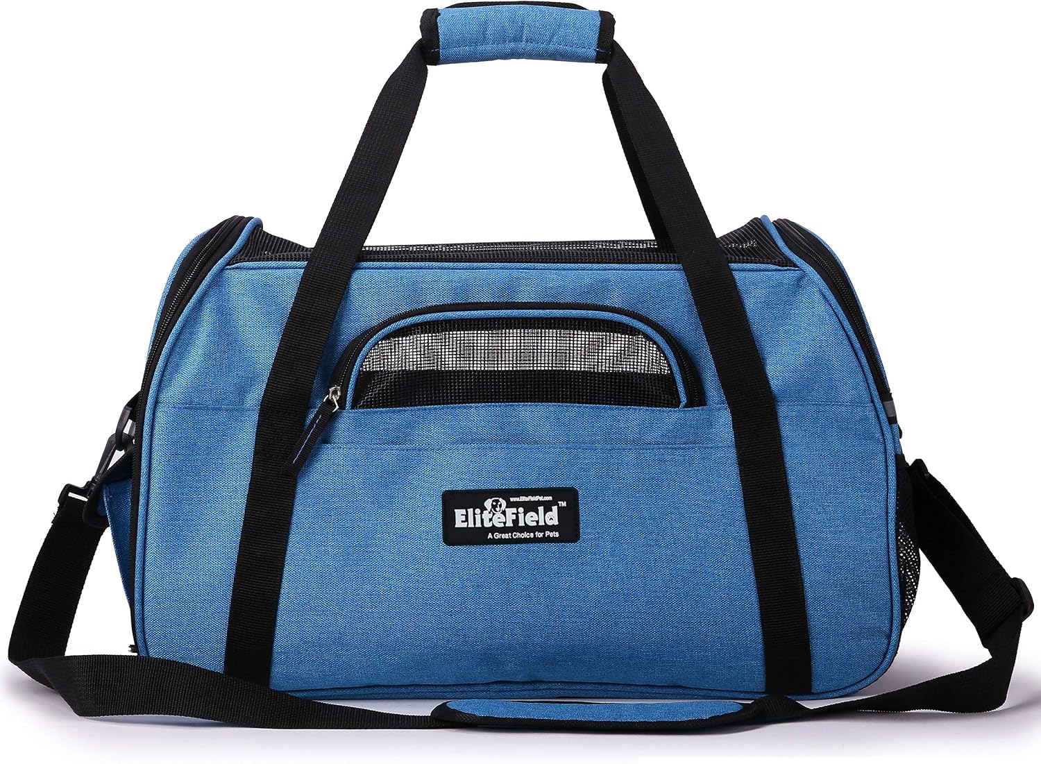 EliteField Soft-Sided Pet Carrier for Cats & Small Dogs (3-Year Warranty) | Airline Approved, Removable Bed & Cover, Built-In Leash, Luggage Sleeve, Seat Belt Loop, Waterproof, Durable, Foldable