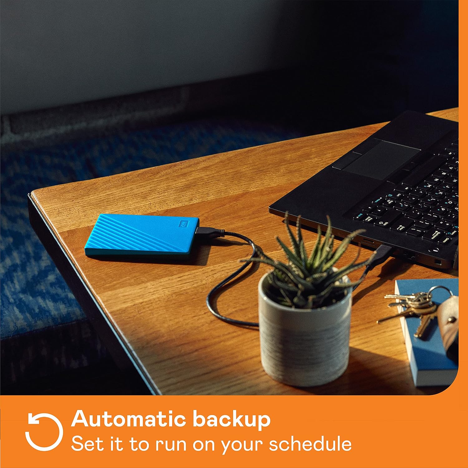 WD 2TB My Passport, Portable External Hard Drive, Blue, backup software with defense against ransomware, and password protection
