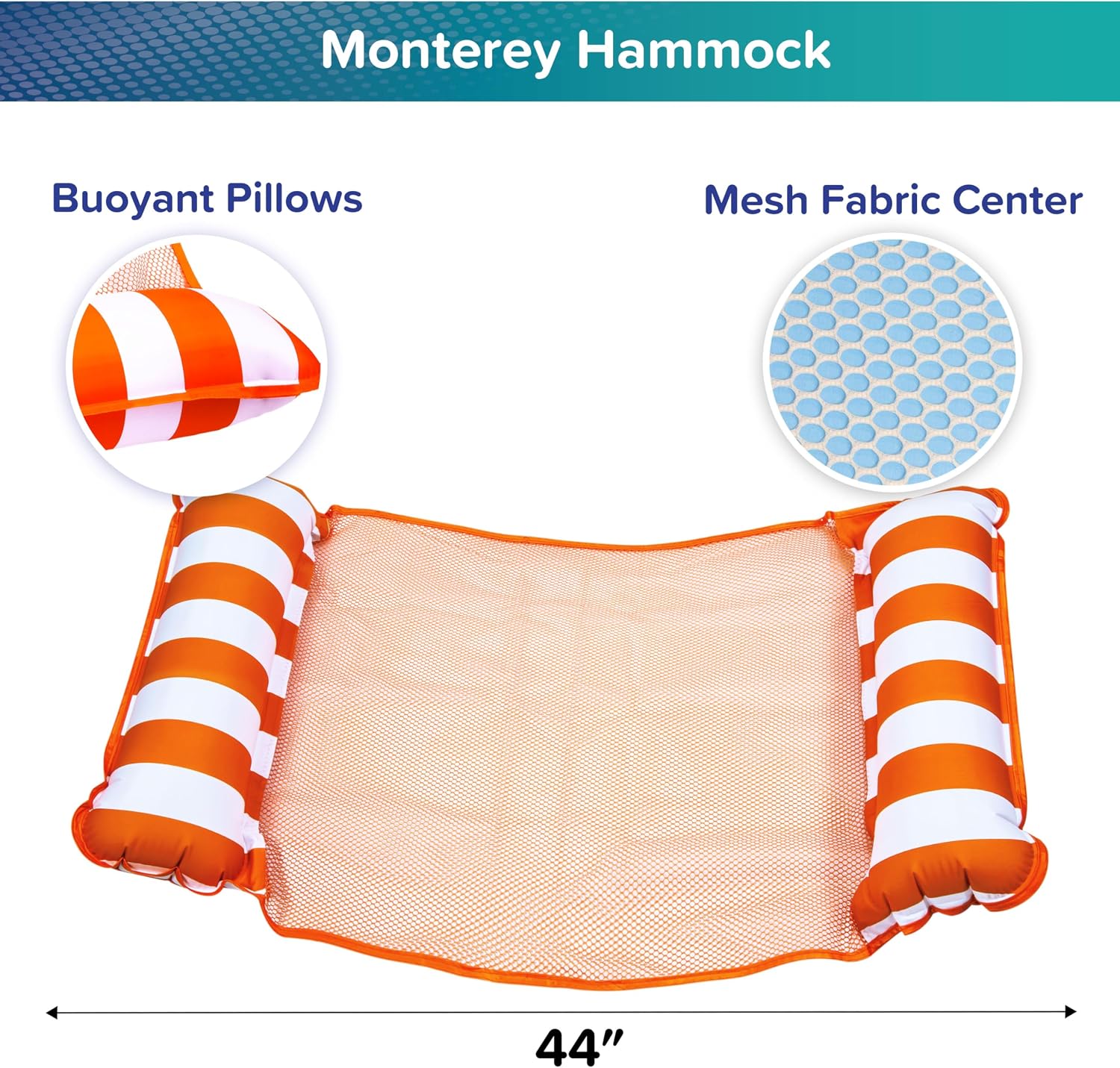 Aqua 4-in-1 Monterey Hammock Pool Float & Water Hammocks – 2-3-4 Multipacks – Multiple Colors/Styles – for Adults and Kids Floating