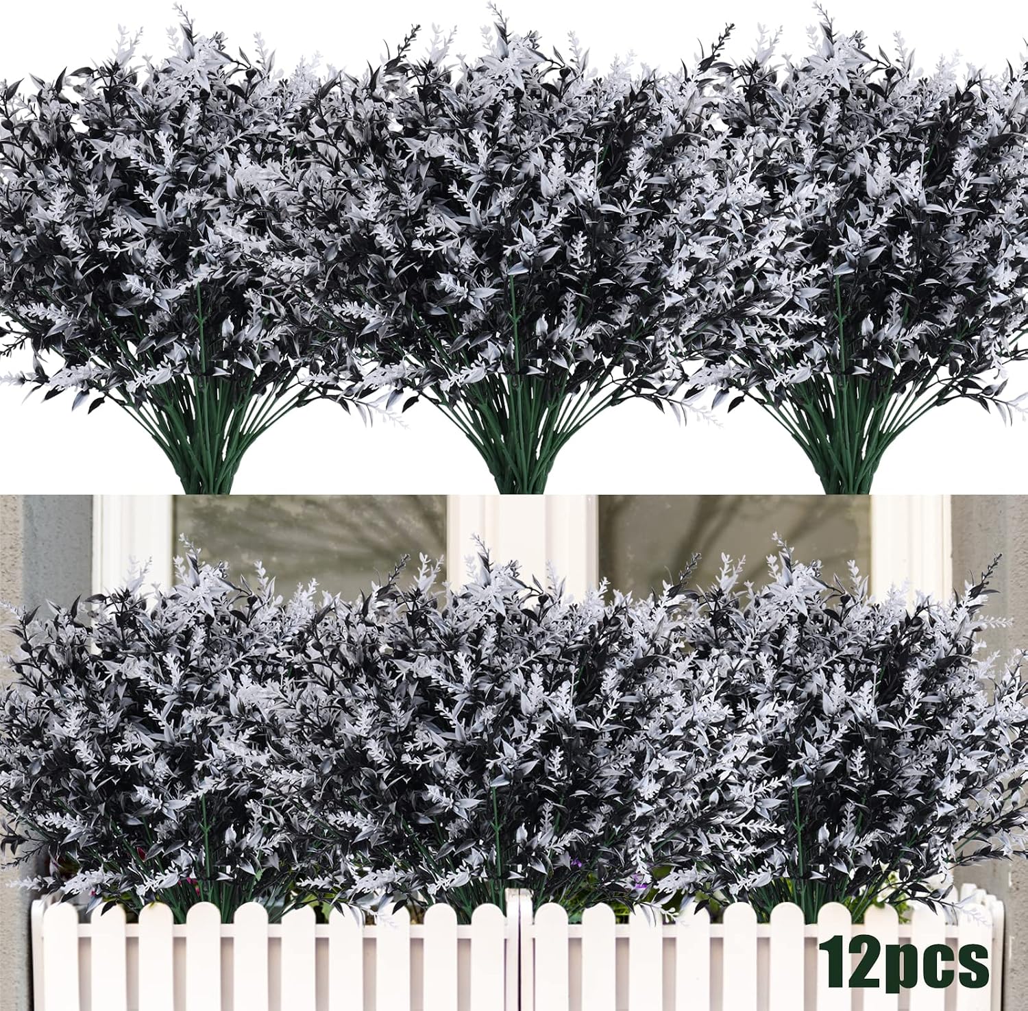RECUTMS Artificial Greenery Lavender Fake Shrubs Flowers 8 Pcs UV Resistant