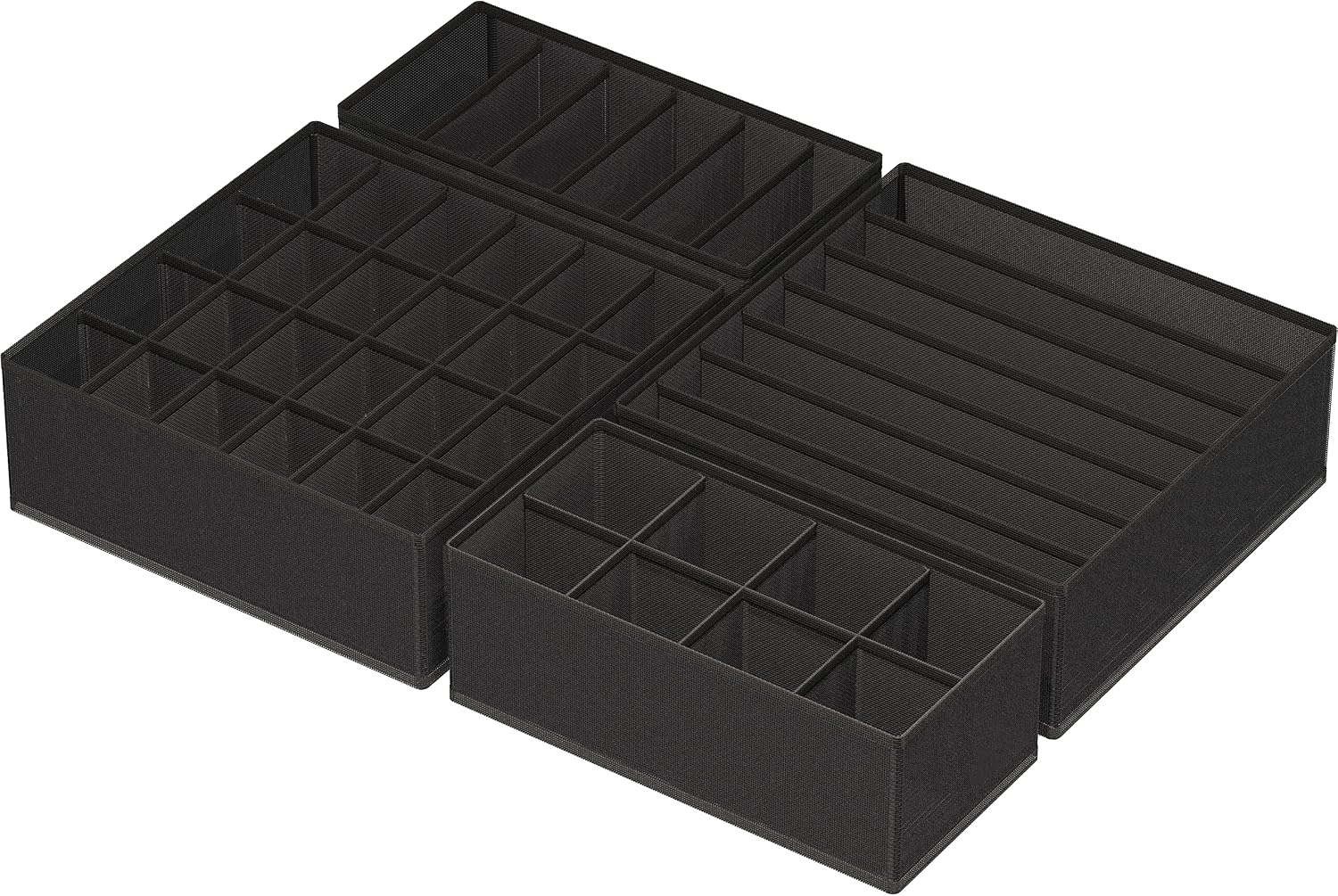 Simple Houseware 4-Pack Drawer Organizer Set for Underwear/Socks/Bra, Gray | Closet Dividers for Underwear, Socks, Bras, Scarves, Ties - Foldable Non-Woven Storage Boxes