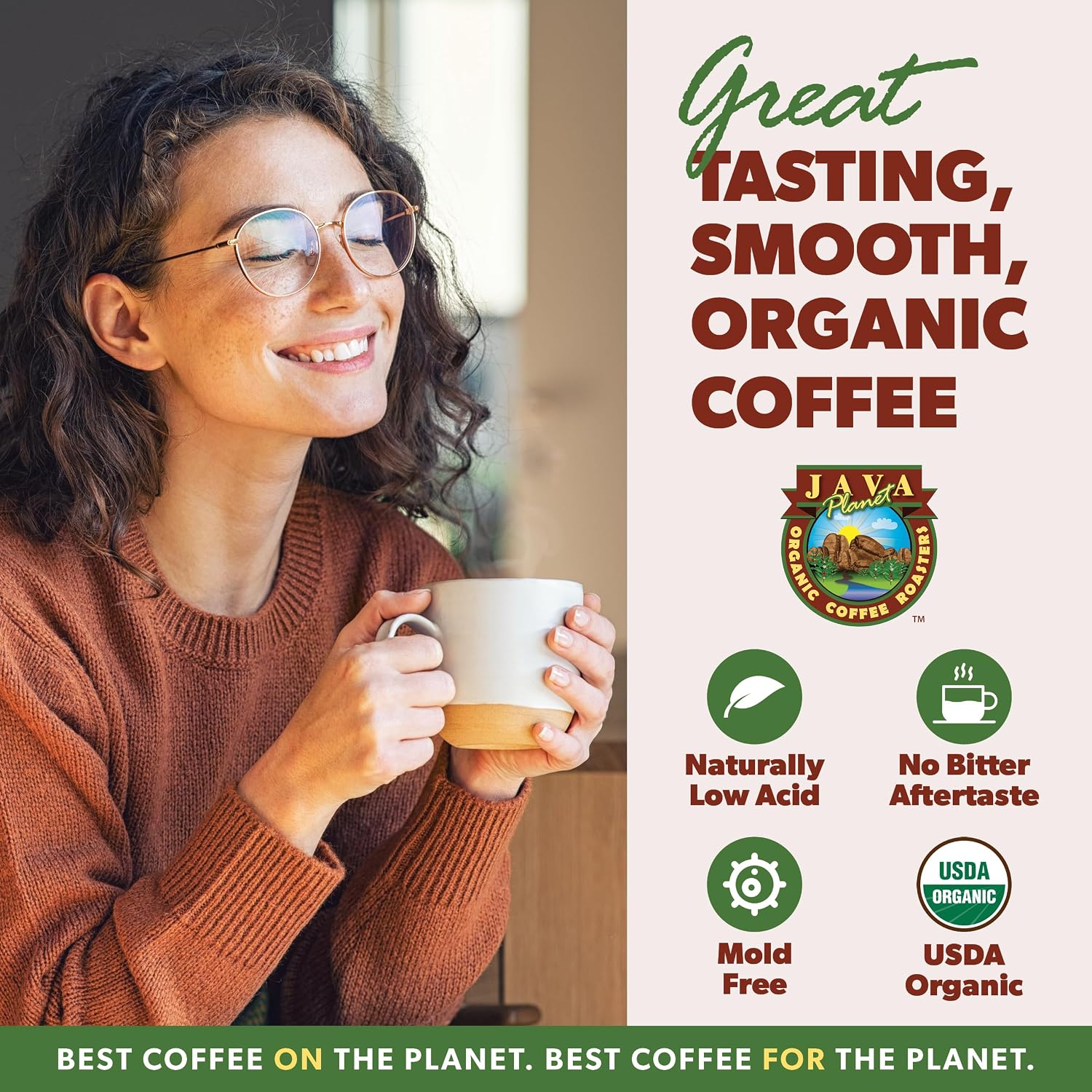 Java Planet Low Acid Organic Espresso Beans, Dark Roast Coffee Beans, 16 oz