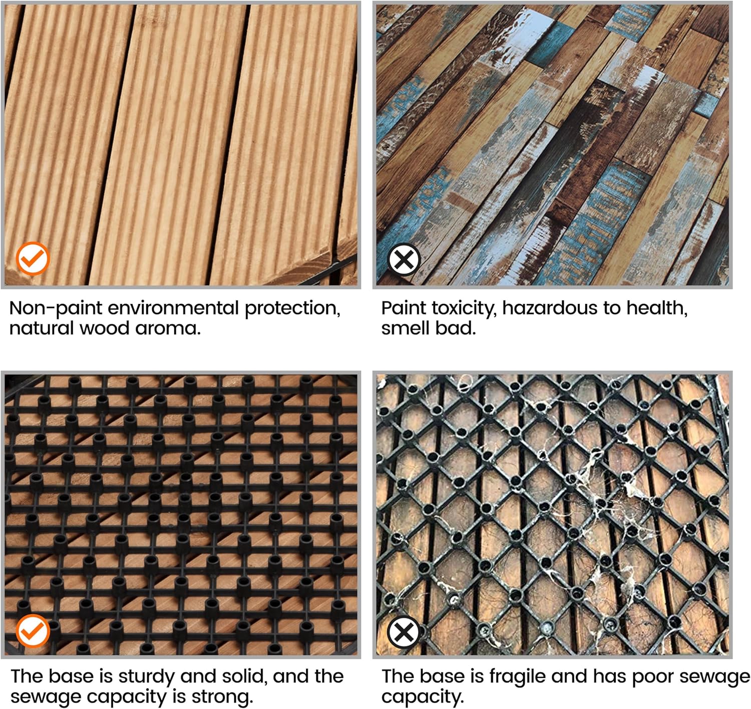 Topeakmart 27PCS Interlocking Deck Tiles 12x12 Patio Flooring, Brown