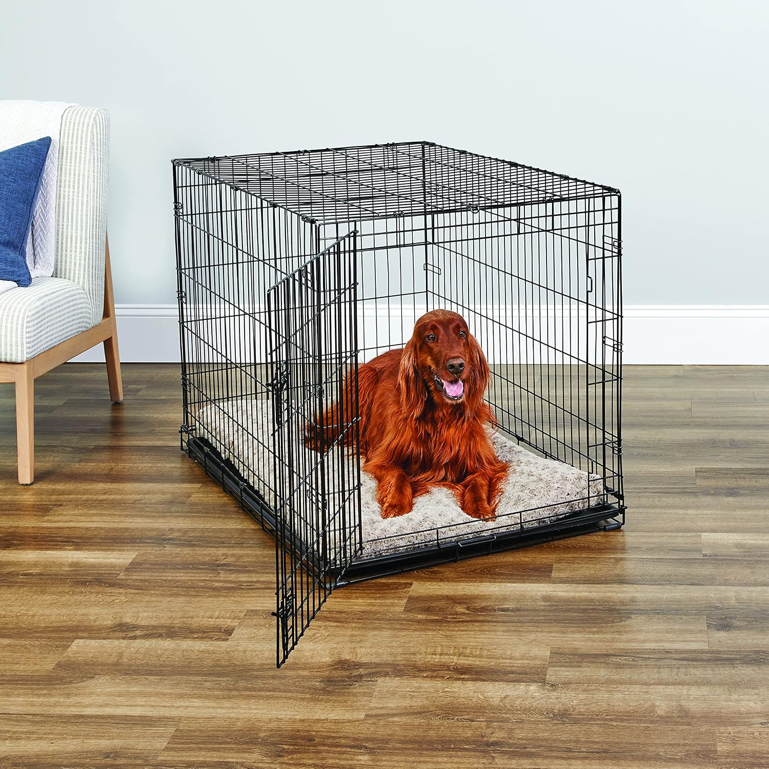 Midwest Homes for Pets 24-Inch New World Crate for Small Breeds, 12-20 lbs, Double Door Folding Dog Crate, Leak-Proof Tray & Secure Latches, Portable, Durable & Easy to Assemble