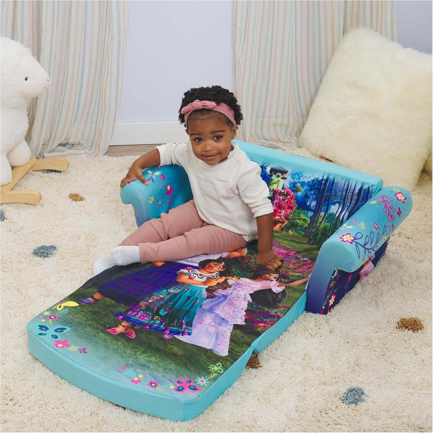 Marshmallow Furniture, Children's 2 in 1 Flip Open Foam Sofa, Minnie Mouse, by Spin Master | Pullout Foam Sleeper for Folding Lounging, Sitting, and Napping for Toddlers & Kids, Bedroom and Playroom Use