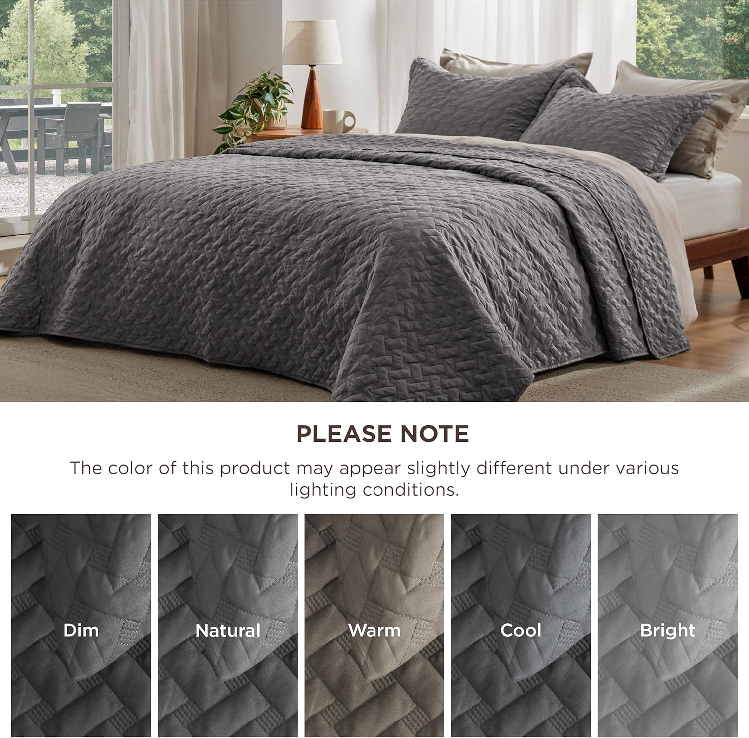 Bedsure Quilts Queen Size - Grey Bedspreads Queen Size with Basket Weave Pattern, Soft Quilt Bedding Set, Lightweight Comforter Set Coverlet for All Seasons with 2 Pillow Shams (90" x 96")