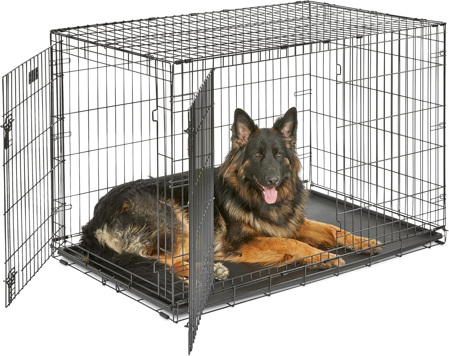MidWest Homes for Pets 48-Inch iCrate for Extra-Large Breeds, 90-110 lbs, Single Door Folding Dog Crate with Divider Panel, Leak-Proof Tray & Secure Latches, Portable, Durable & Easy to Assemble