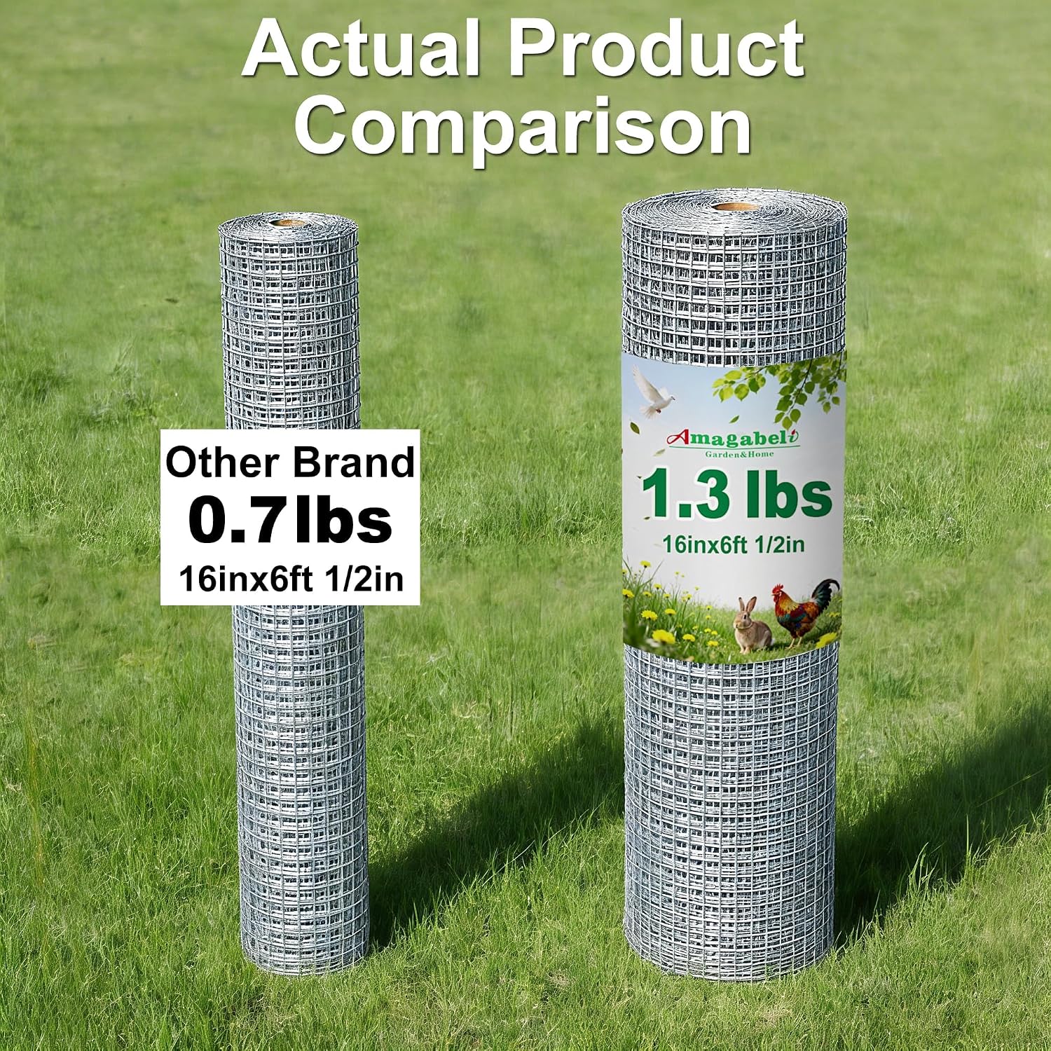 Amagabeli Hardware Cloth 1/2 inch 36 x 100 ft 19 Gauge Chicken Wire Fence Hot-Dipped Galvanized After Welding Welded Wire Fencing Mesh Roll Garden Plant Support Poultry Rabbit Cage Snake Gopher