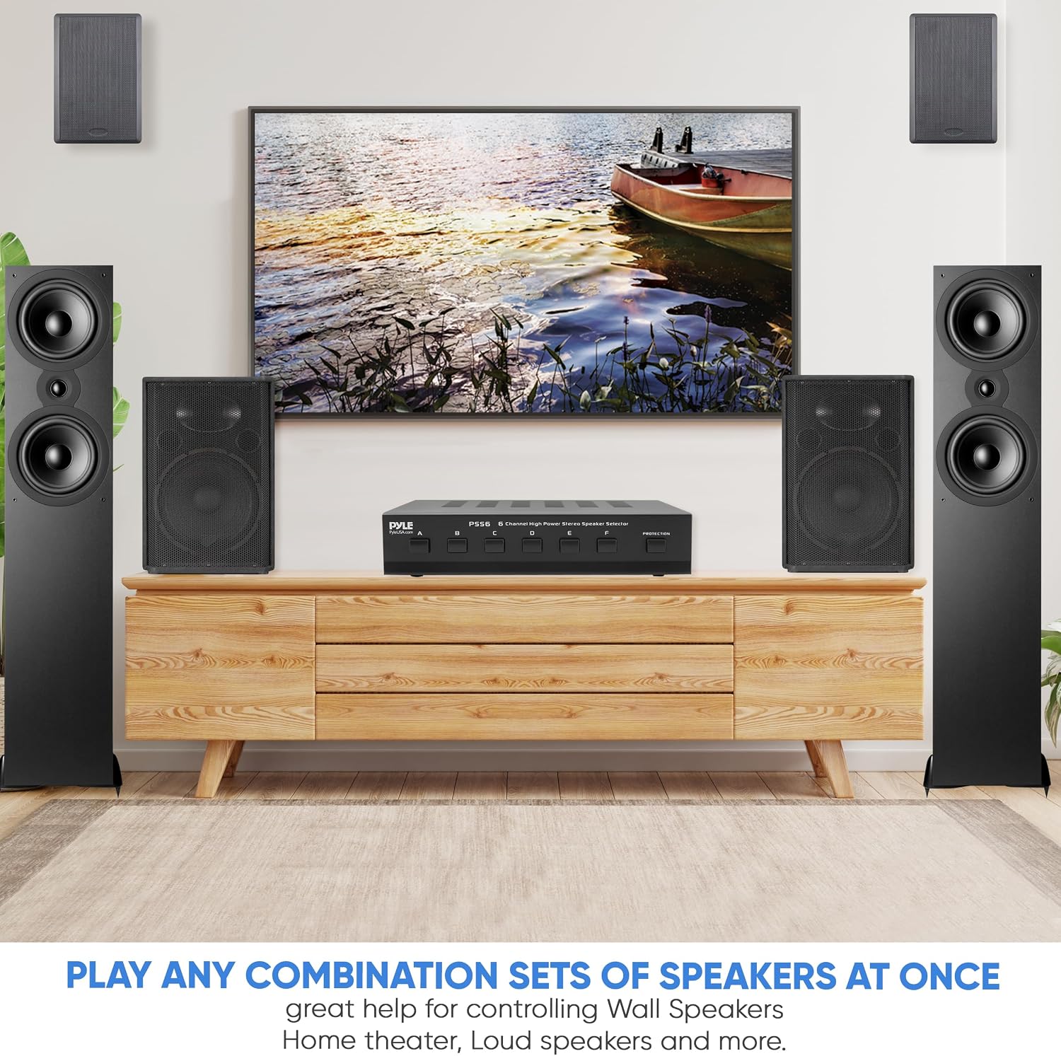 PYLE PSS6 Home 6-Channel High Power Stereo Speaker Selector, Black
